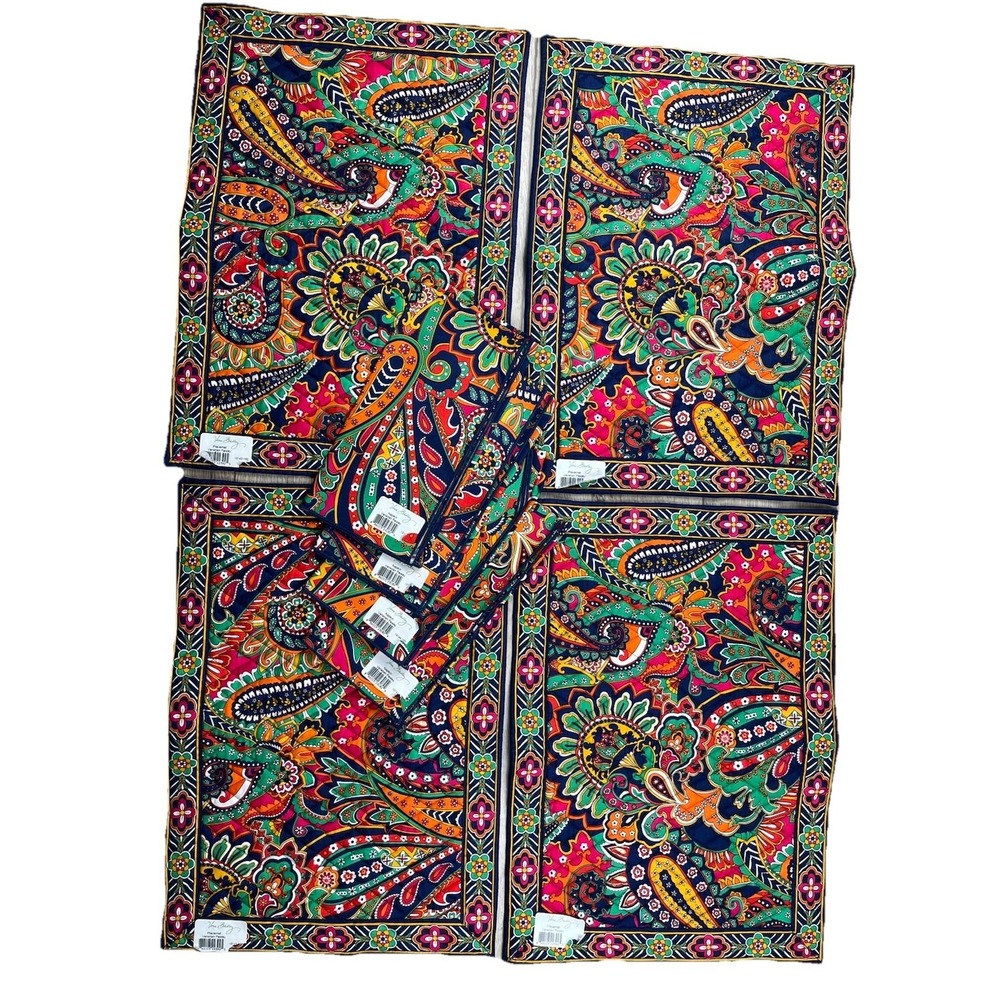 Vera Bradley Quilted Placemats (4) & Napkin (4) Set Venetian Paisley NEW